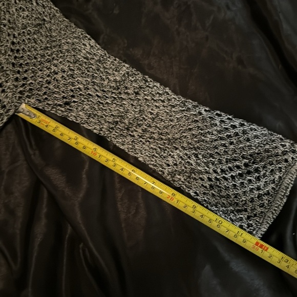 Tie Front Open knit black and white Cardigan - Picture 8 of 9